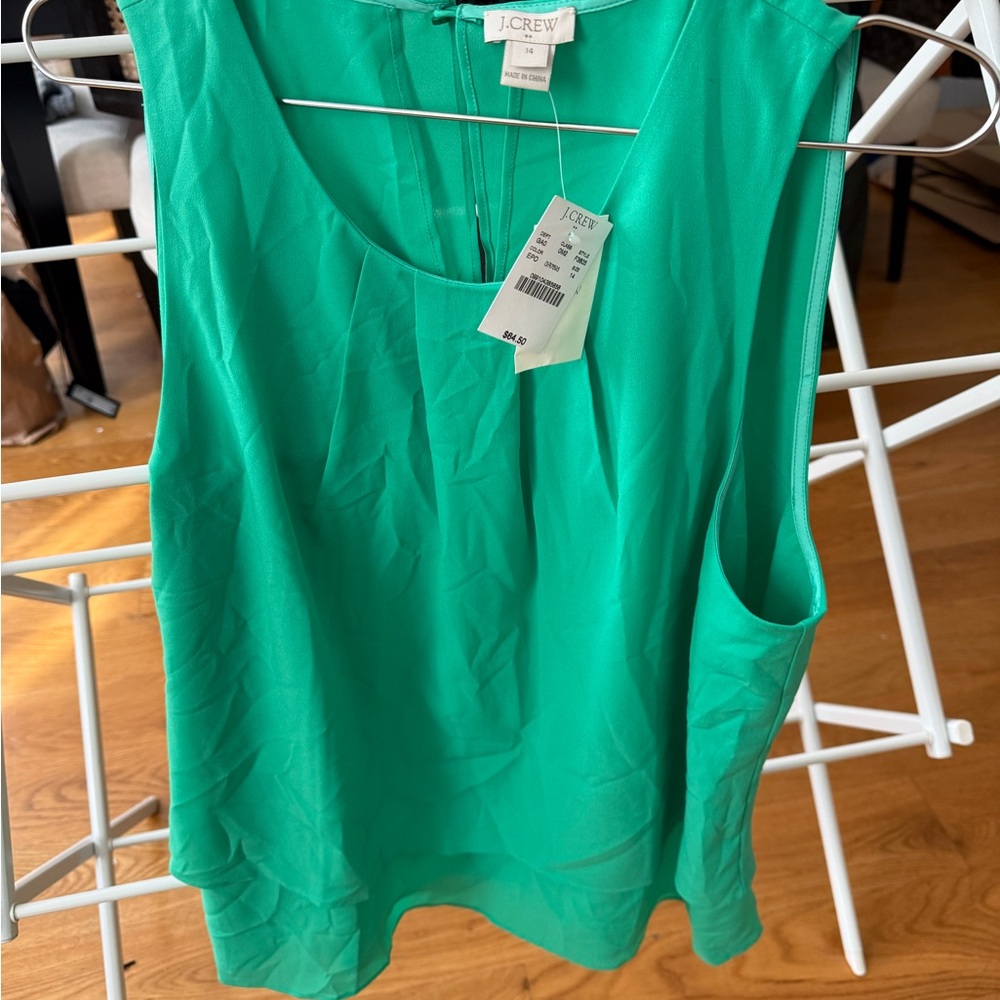 J. Crew Vibrant Green Sleeveless Blouse
